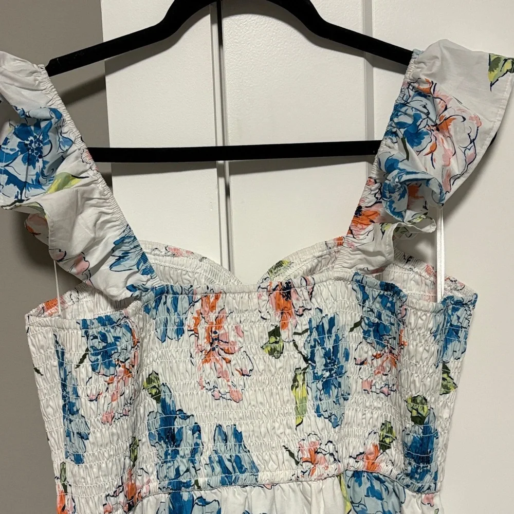 Abercrombie & Fitch Floral Maxi Dress - White and Blue